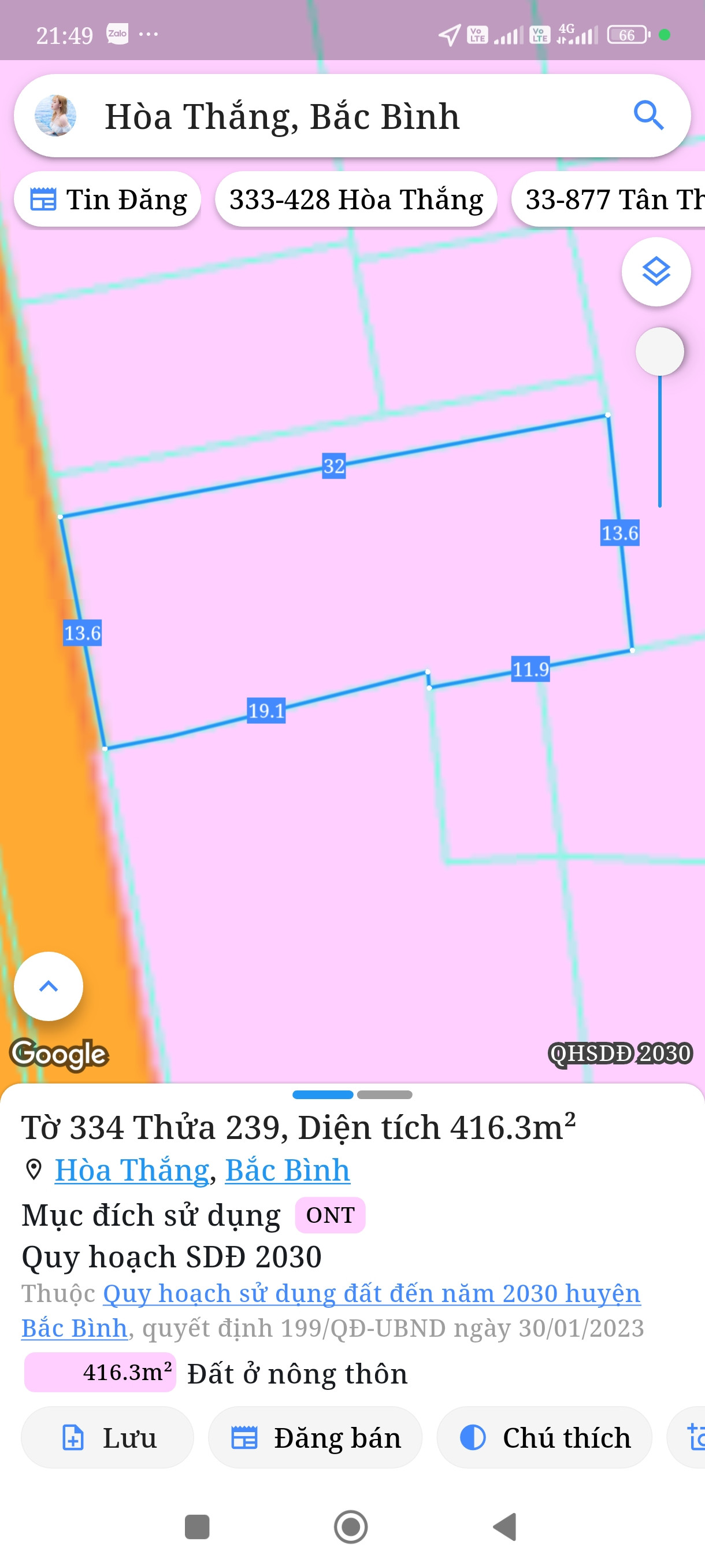 Bán đất 491m² có sẵn 300m² thổ cư ngang 16m giá 5.89 tỷ tại Xã Hòa Thắng