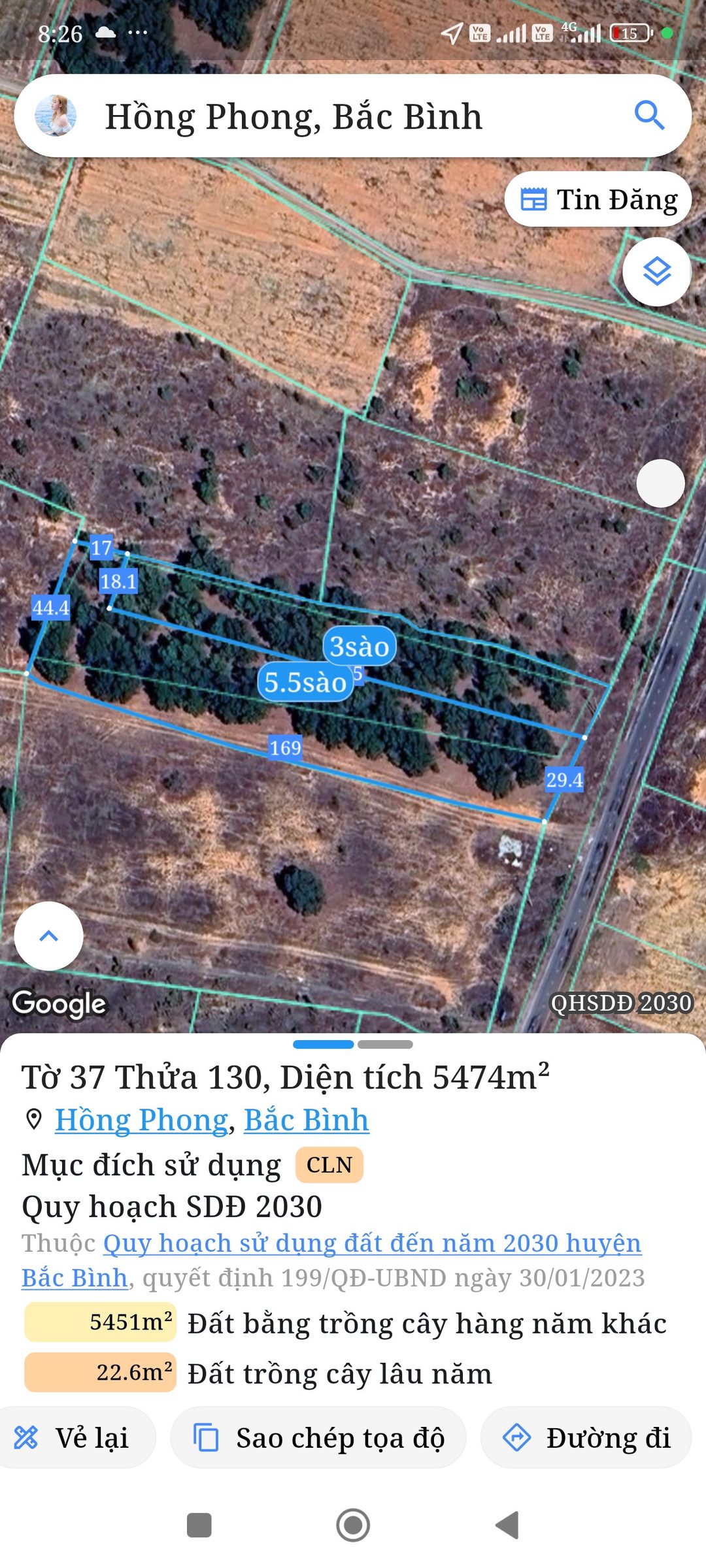 Bán đất 8473m² ngang 50m giá 9.7 tỷ tại Xã Hòa Thắng