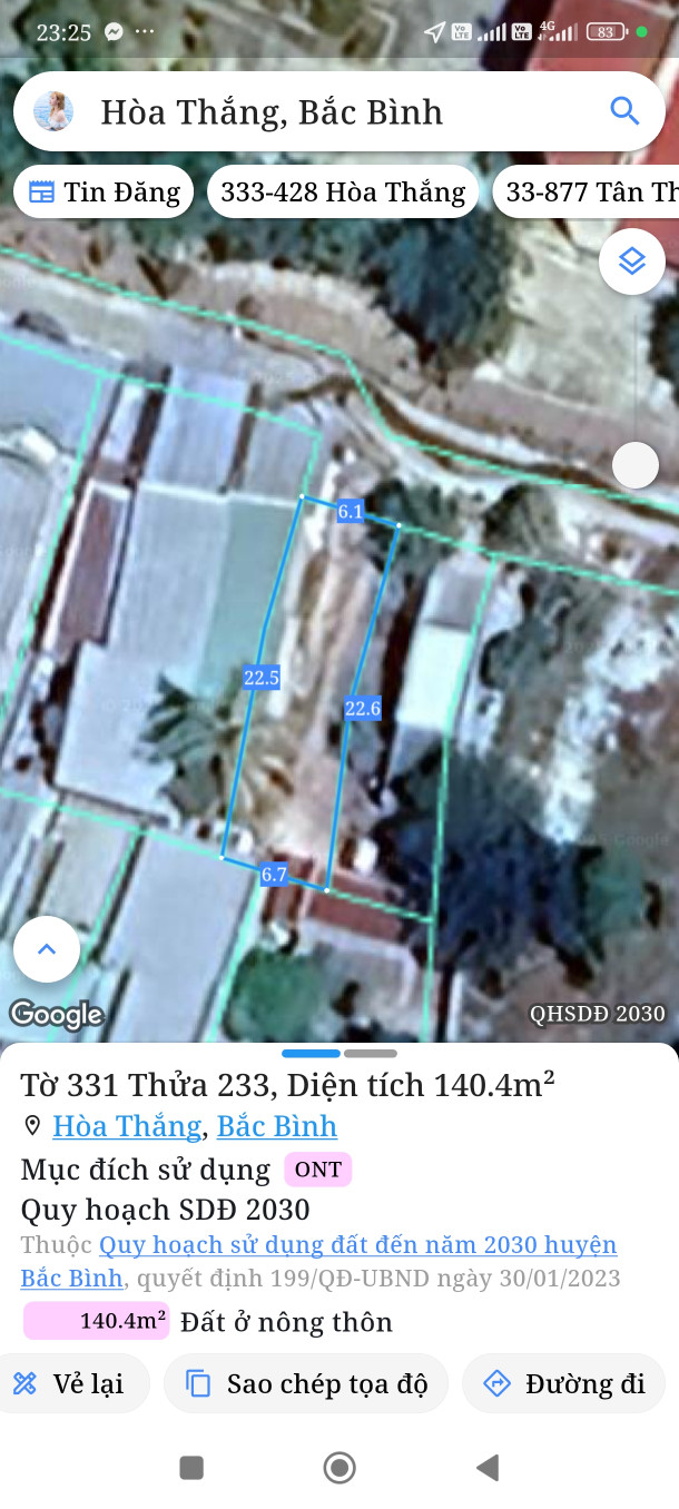 Bán đất 140m² full thổ cư ngang 6m giá 1.68 tỷ tại Xã Hòa Thắng