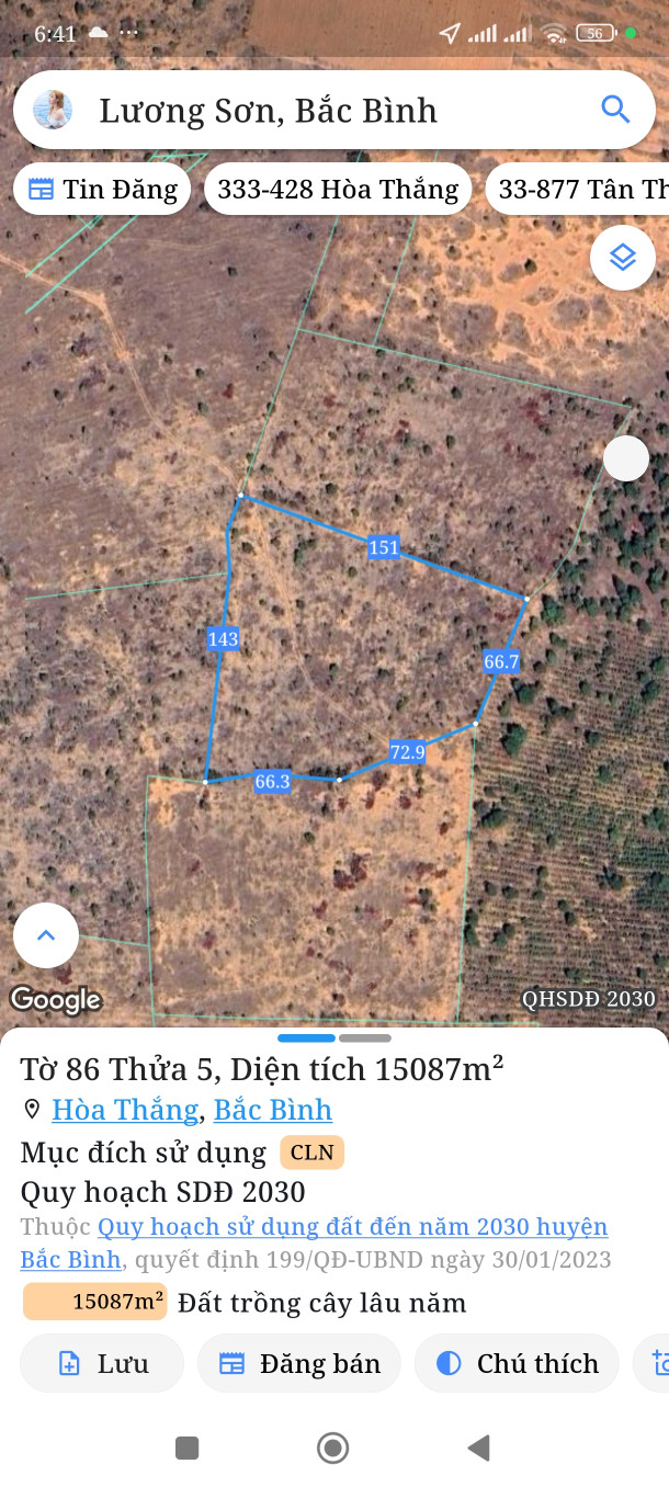Bán đất 15087m² Xã Hòa Thắng