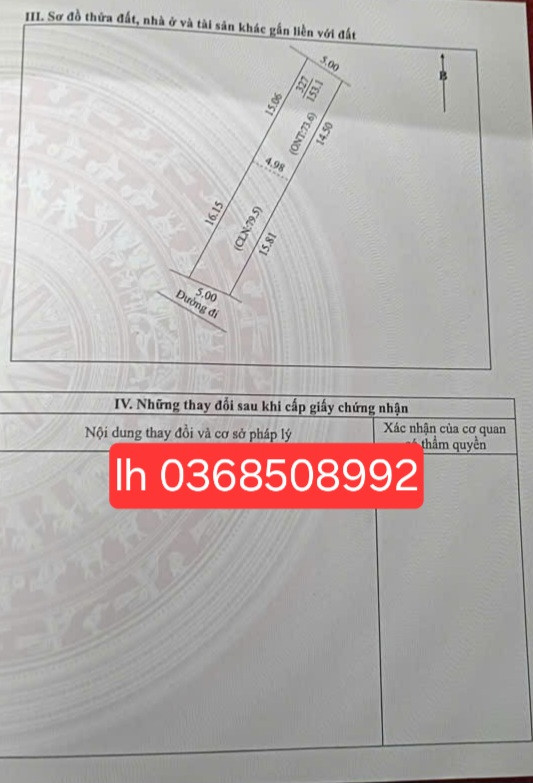 Bán đất 153,1m² ngang 5m giá 750 triệu Xã Hoàng Vân