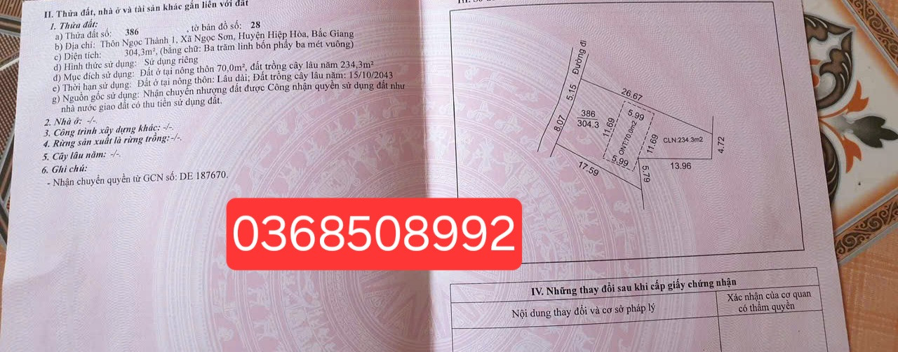 Bán đất 304m² ngang 13m giá 550 triệu Xã Hoàng Vân