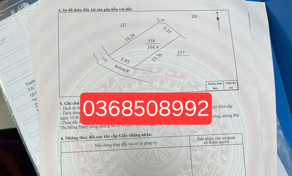 Bán đất 104m² ngang 5m giá 700 triệu Xã Hoàng Vân