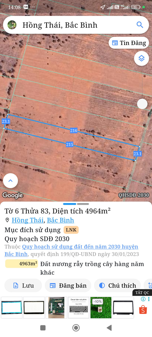 Bán đất 4962m² ngang 12m giá 250 triệu tại Xã Hồng Thái