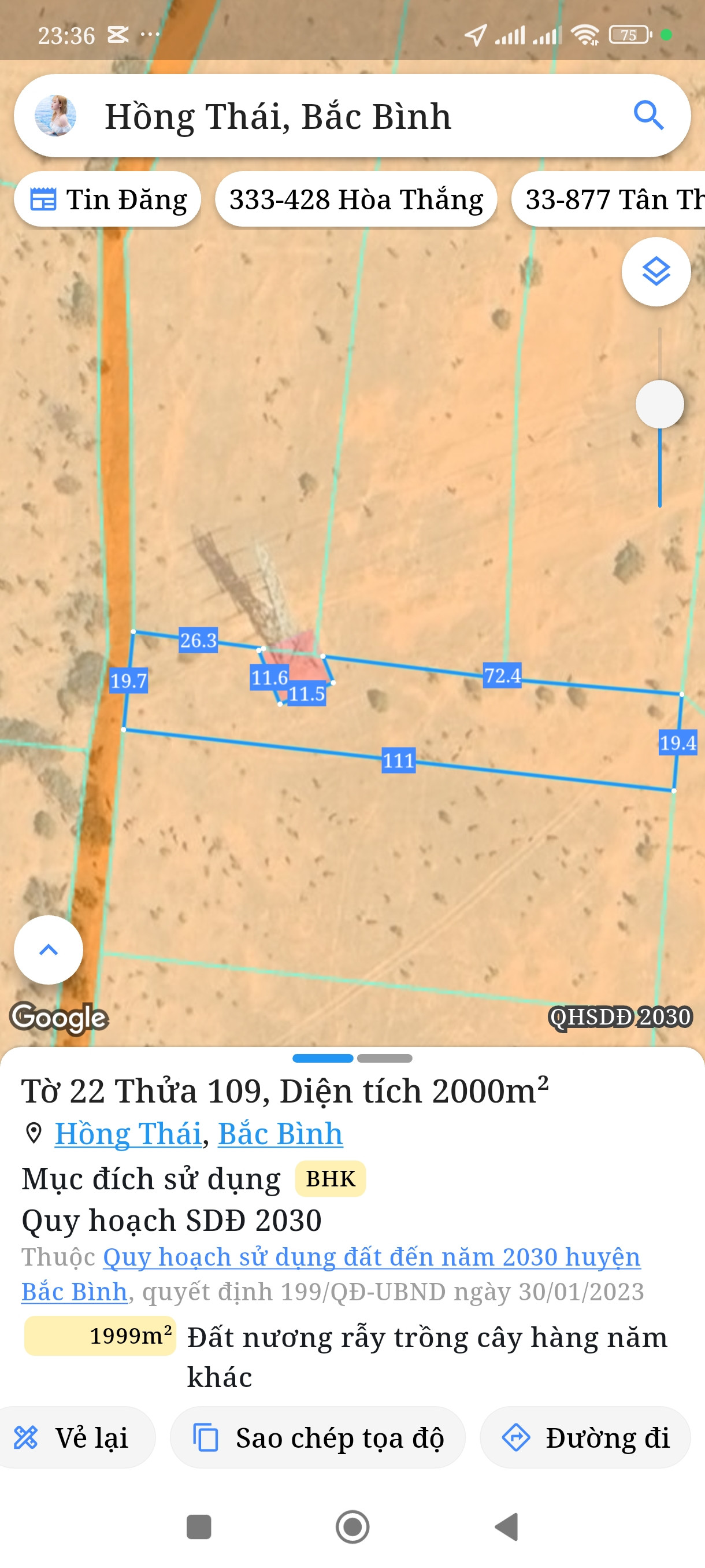 Bán đất 2000m² ngang 20m giá 200 triệu Xã Hồng Thái