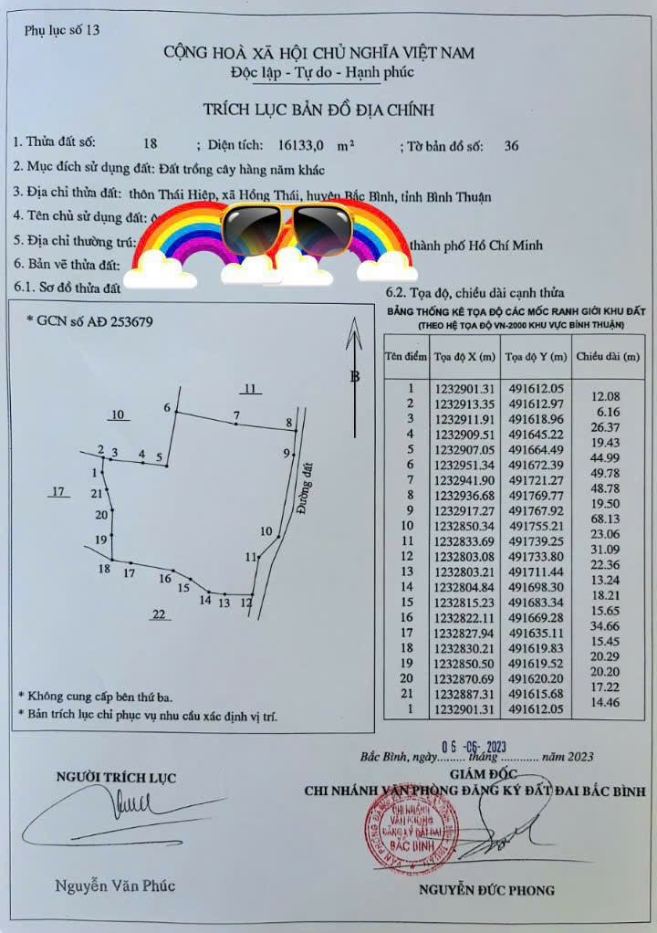 Bán đất 16133m² 1 tỷ tại Xã Hồng Thái Huyện Bắc Bình