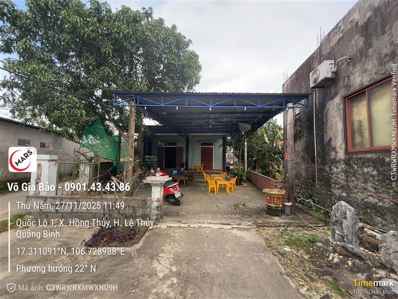 BÁN ĐẤT TẶNG NHÀ MẶT TIỀN QL1A
HỒNG THỦY, LỆ THỦY, QUẢNG BÌNH.