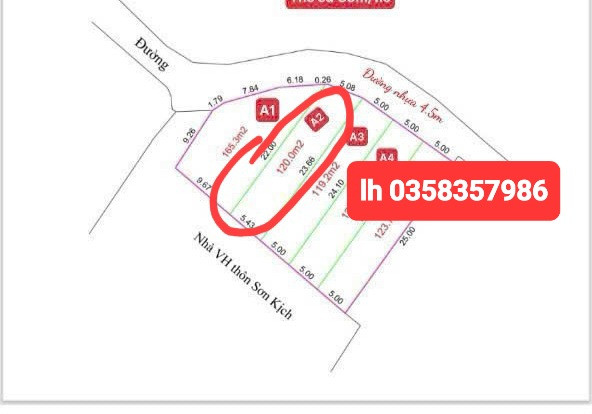 Bán đất 120m² ngang 5.43m giá 550 triệu Xã Hợp Lý