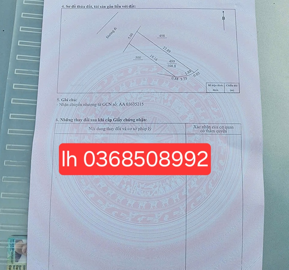Bán đất 108,8m² ngang 5m giá 1.45 tỷ Xã Hợp Thịnh