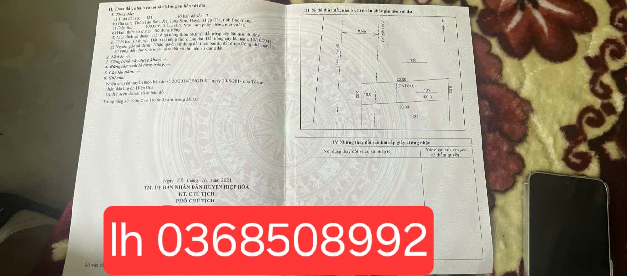 Bán đất 100m² ngang 5,02m giá 1.68 tỷ Xã Hợp Thịnh