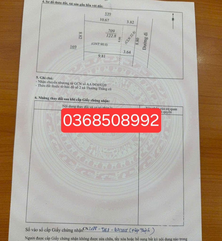 Bán đất 122,8m² ngang 8,8m giá 1.35 tỷ Xã Hợp Thịnh
