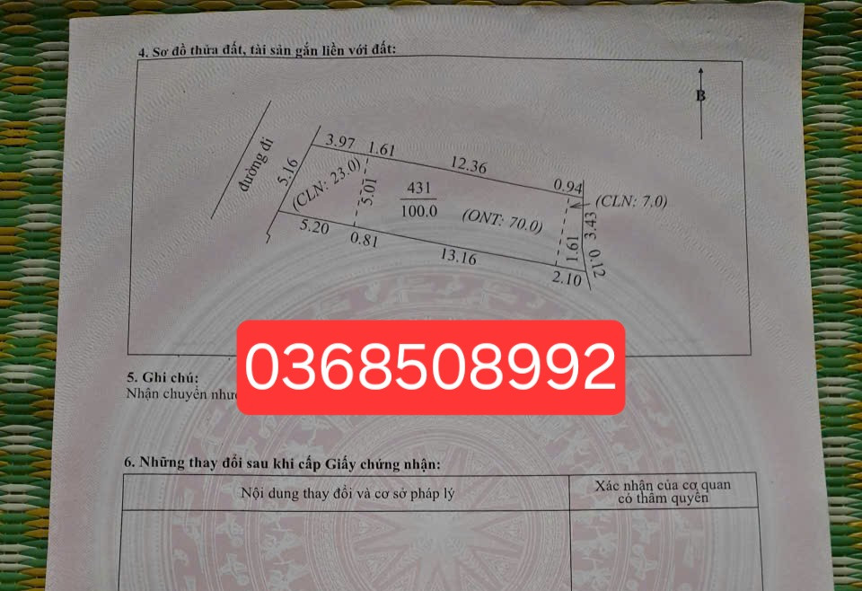 Bán đất 100m² ngang 5m giá 840 triệu Xã Hợp Thịnh