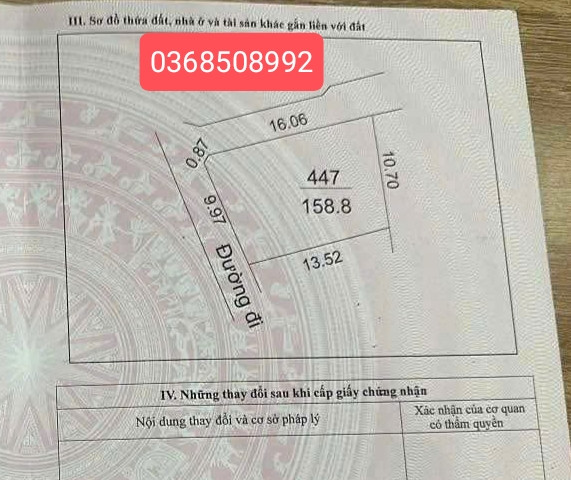 Bán đất 158,8m² ngang 9,97m giá 1.25 tỷ Xã Hợp Thịnh
