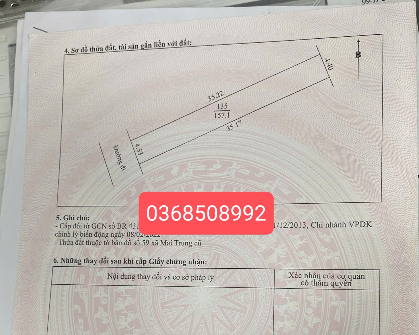 Bán đất 157m² ngang 4,5m giá 970 triệu Xã Hợp Thịnh