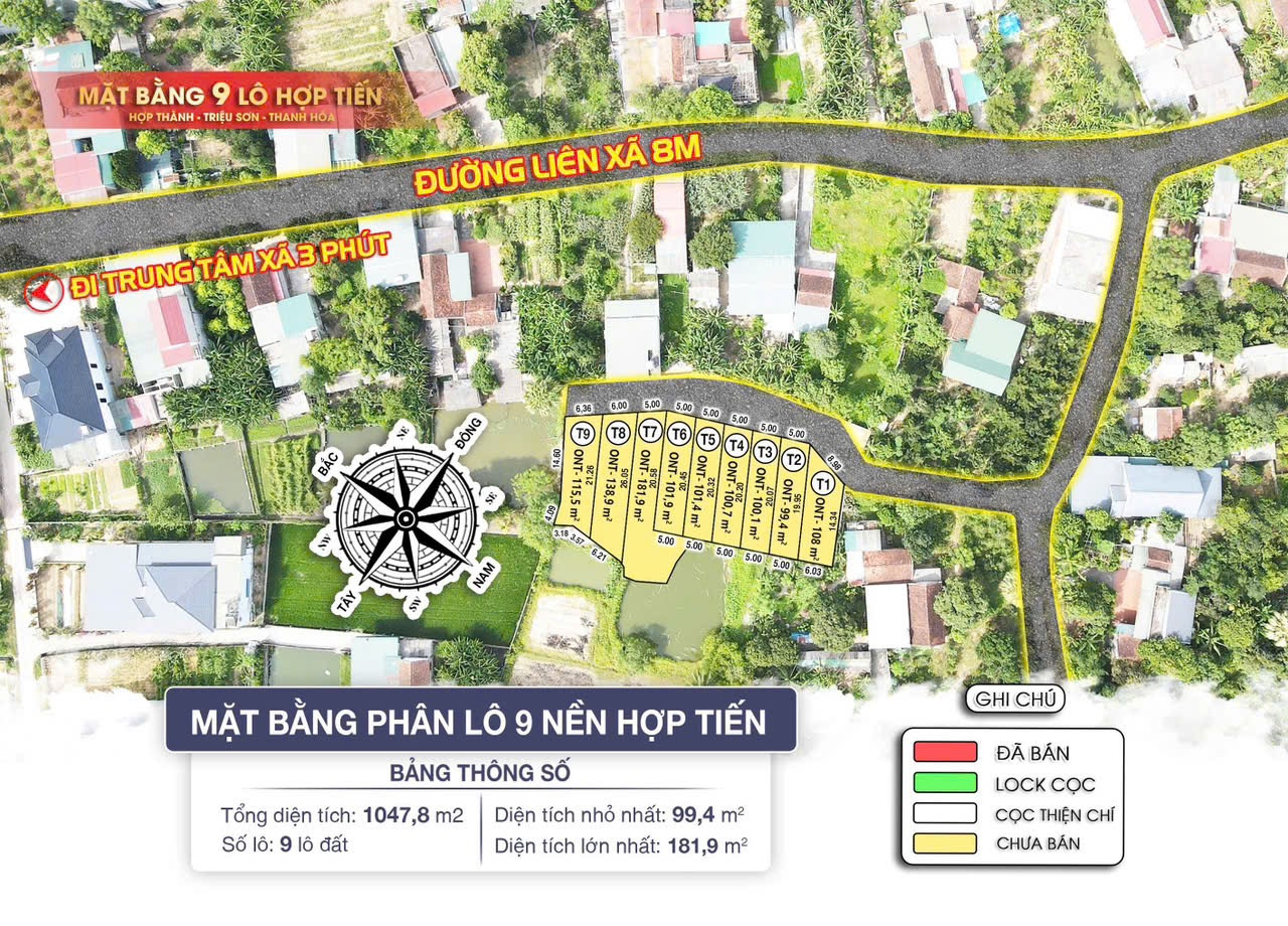 Bán đất 100m² full thổ cư ngang 5m giá 250 triệu tại Xã Hợp Tiến, Triệu Sơn, Thanh Hoá