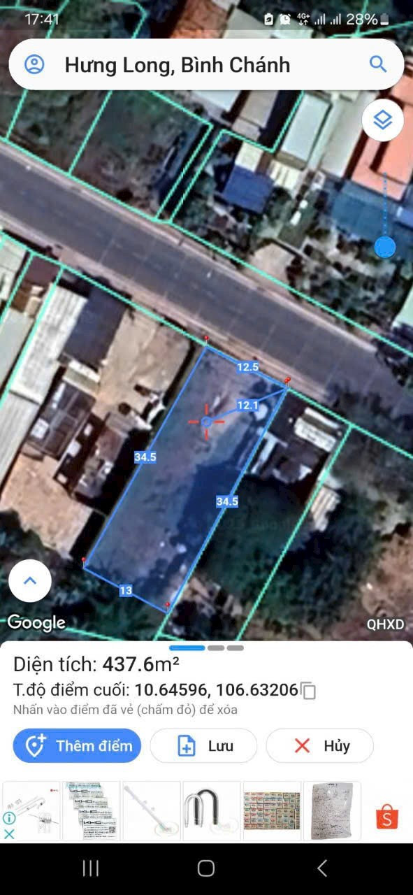 Bán đất 434m² có sẵn 232m² thổ cư ngang 12,3m giá 10.5 tỷ tại Xã Hưng Long