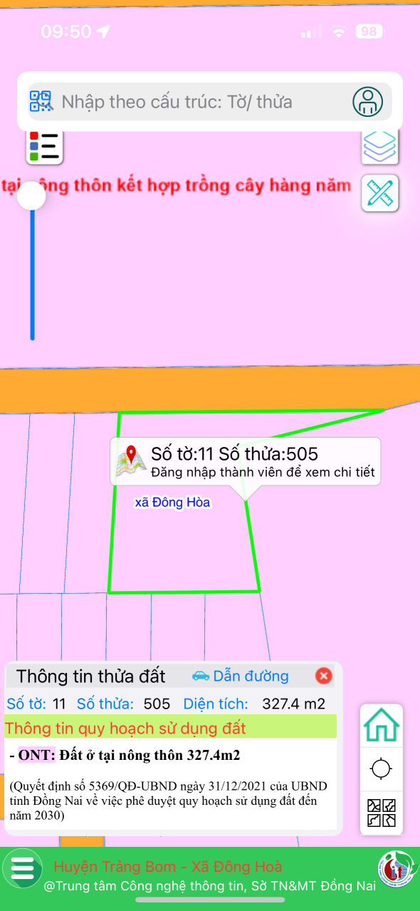 Bán đất 327.6m² giá 1.8 tỷ Xã Hưng Thịnh