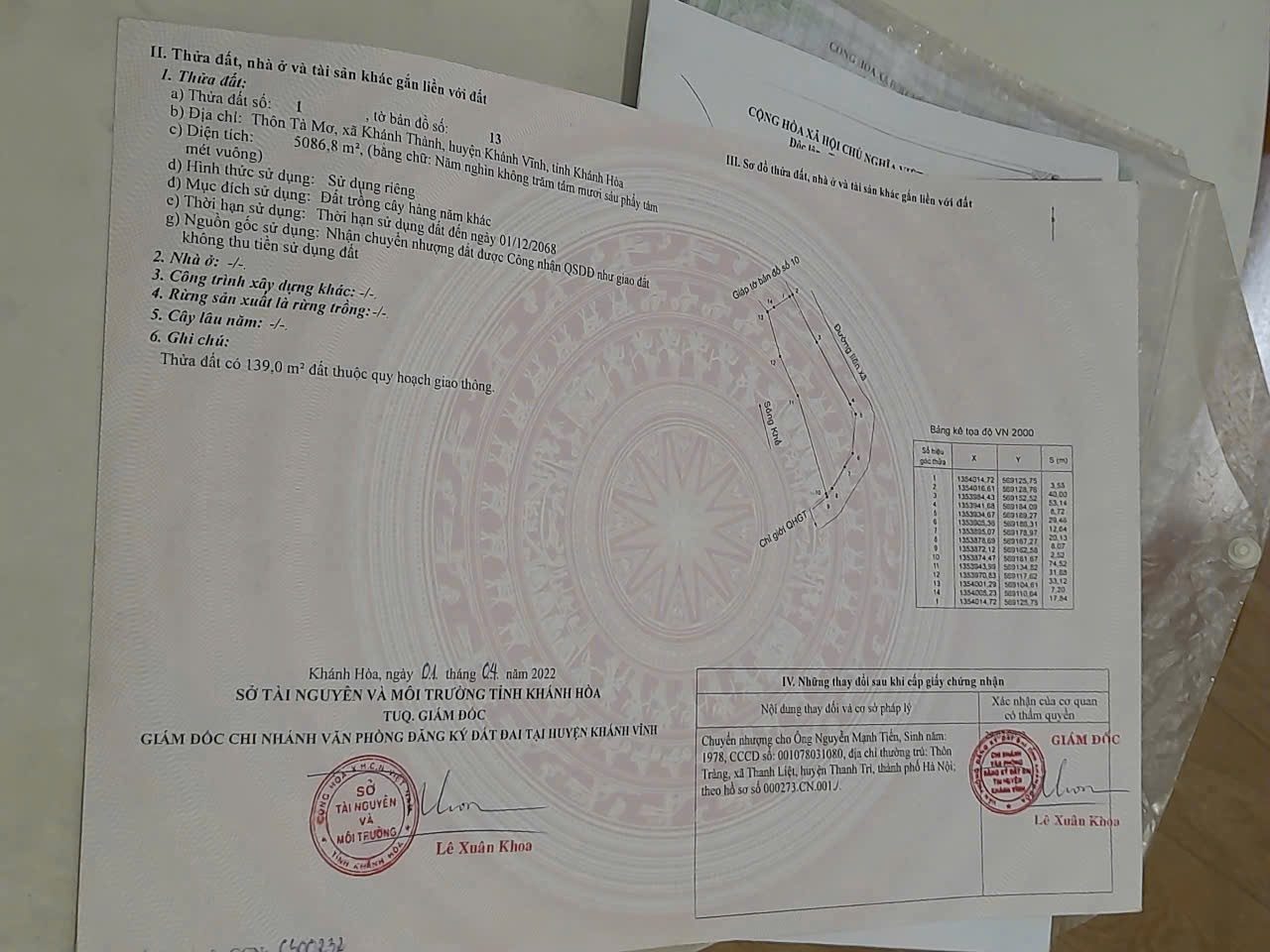 BÁN LÔ ĐẤT VƯỜN ĐẸP Ở KHÁNH THÀNH , KHÁNH VĨNH . DT 5000m2.  VIEW SÔNG KHẾ . GIÁ 1,7 TỶ