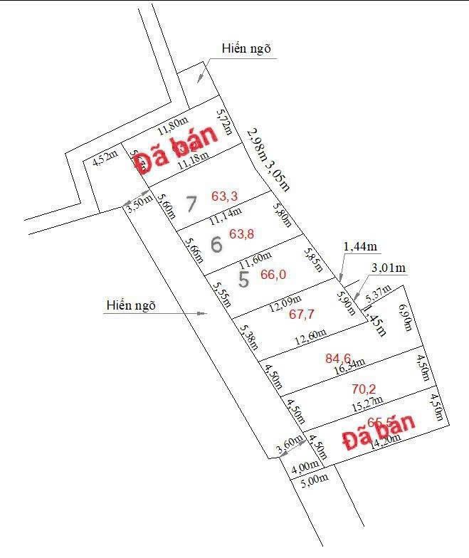 Bán 63,3m đất, Mặt tiền : 5,3m.Tại : Ngũ Đoan - Kiến Thuỵ - Hải Phòng