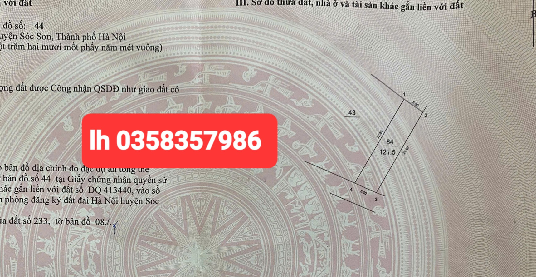 Bán đất 122m² ngang 5.5m giá 3 tỷ Xã Kim Anh