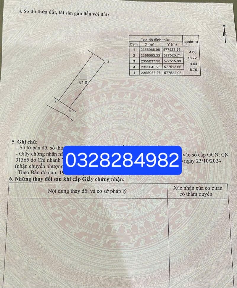Bán đất 81m² full thổ cư ngang 4.04m giá 2.35 tỷ tại Xã Kim Anh