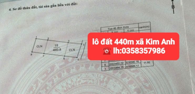 Bán đất 440.8m² có sẵn 200m² thổ cư ngang 11.82m giá 5.32 tỷ tại Xã Kim Anh