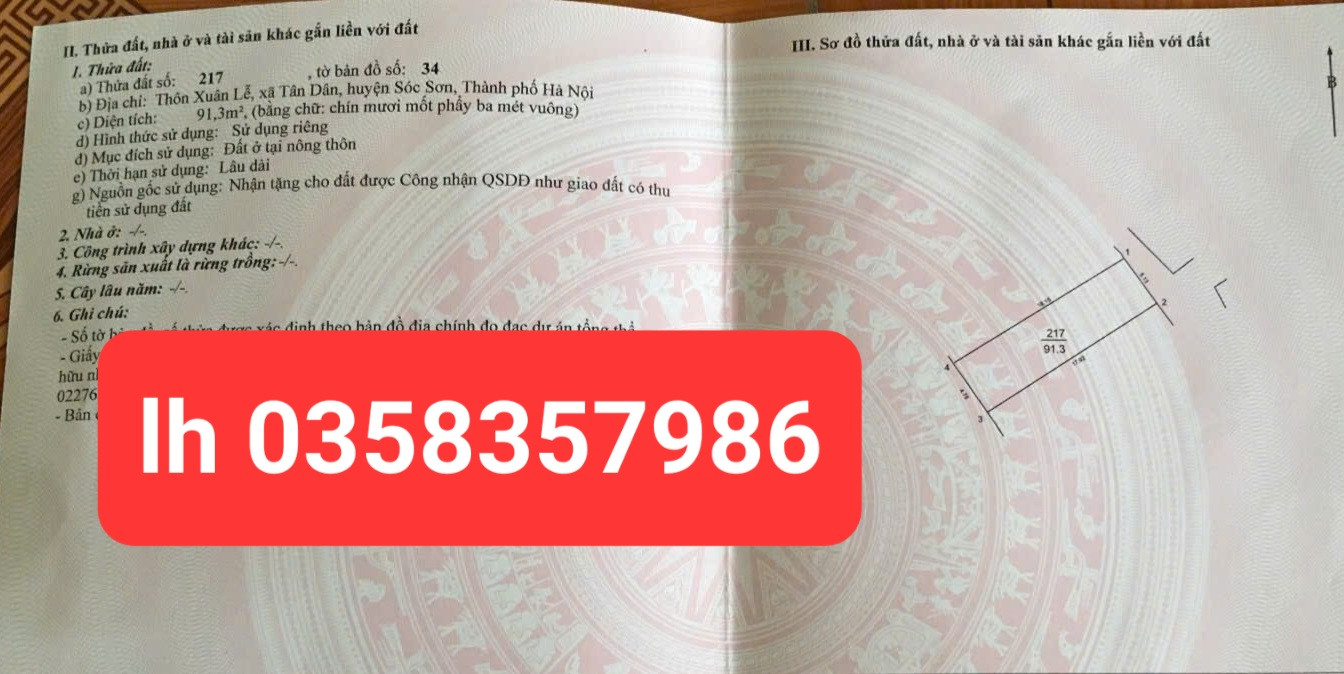 Bán đất 91.3m² ngang 4.79m giá 2.3 tỷ Xã Kim Anh