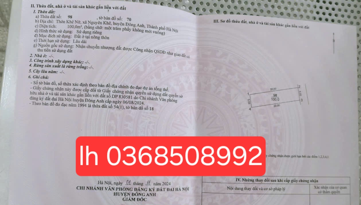 Bán đất 120m² ngang 6m giá 3.18 tỷ Xã Kim Anh