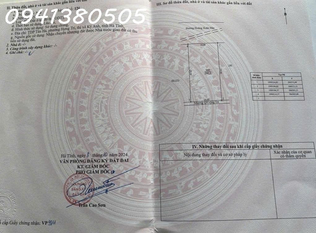 Bán đất trung tâm Phường Hưng Trí (nay là Sông Trí).