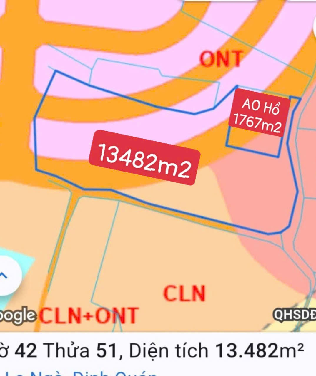 Bán đất 15249m² ngang 110m giá 8 tỷ Xã La Ngà Định Quán đồng Nai