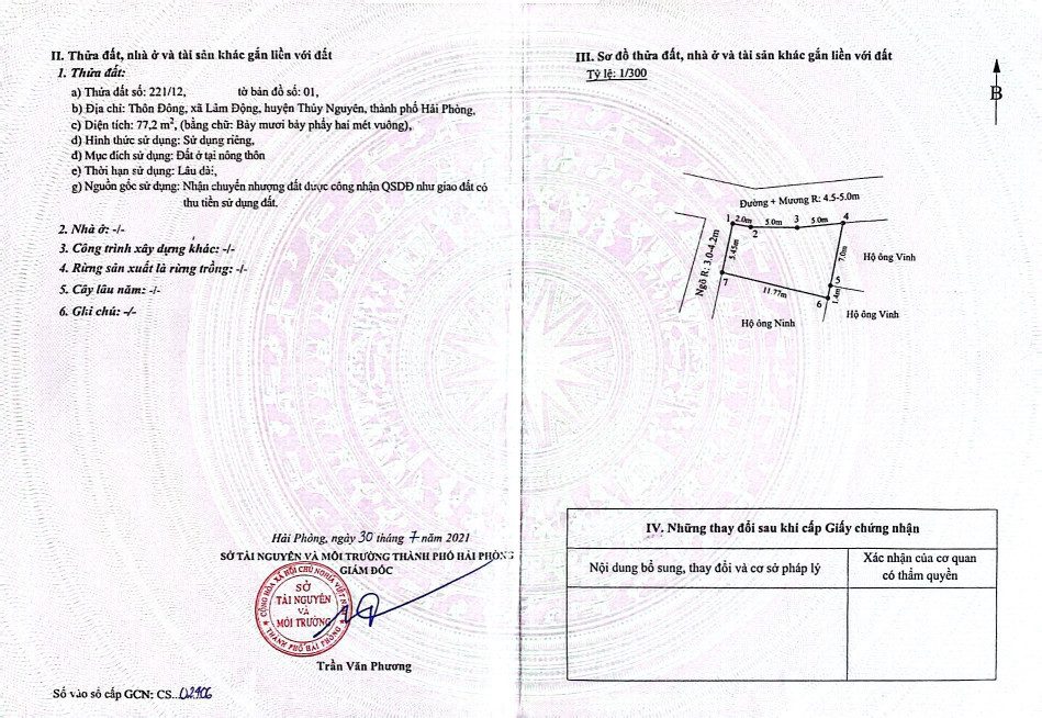 Bán đất 77m² 1.8 tỷ tại Xã Lâm Động Huyện Thuỷ Nguyên. cách 203 chỉ 100m. liên hệ 0362558882