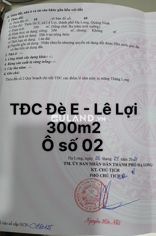 Đất TĐC Đè E - Lê Lợi