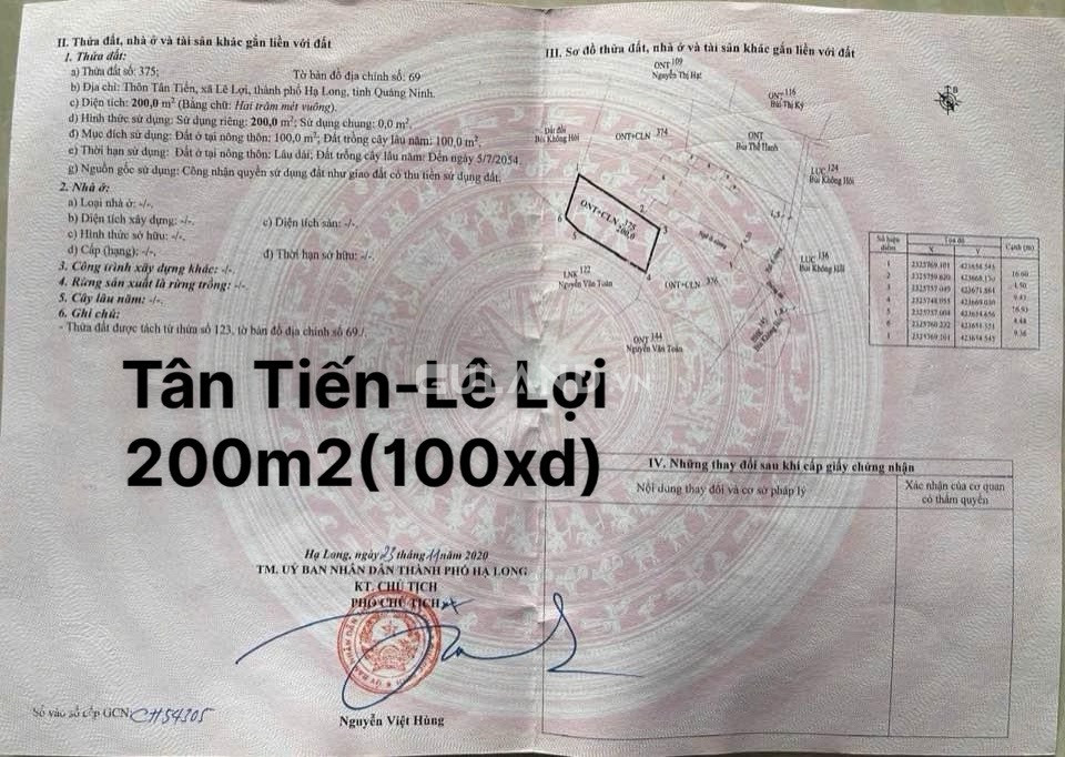 ĐẤT THỔ CƯ GẦN TRUNG TÂM XÃ LÊ LỢI