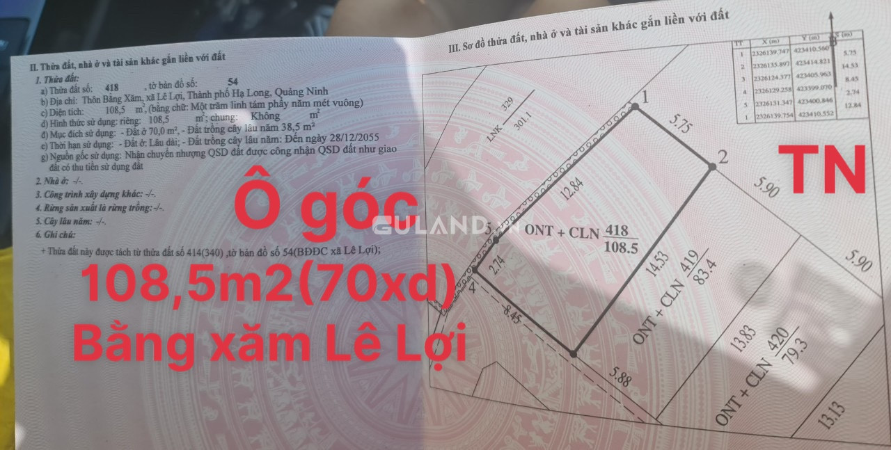 ĐẤT GẦN TRUNG TÂM XÃ LÊ LỢI