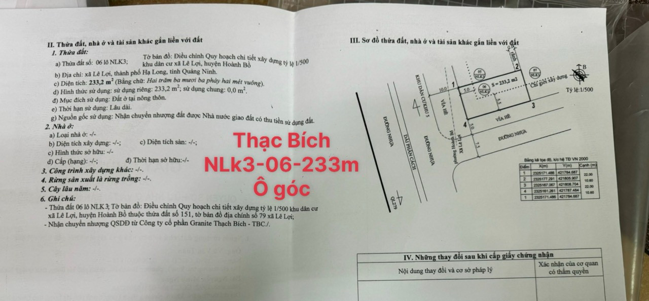 Ô GÓC MẶT ĐƯỜNG TO - DỰ ÁN THẠCH BÍCH