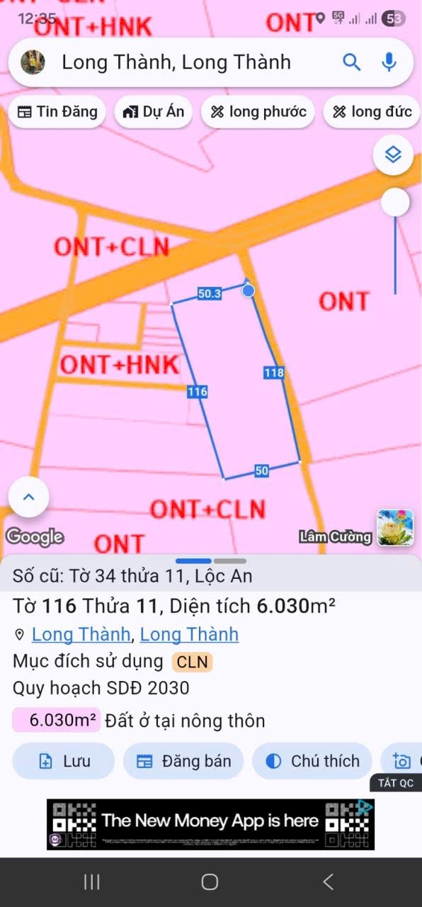 Đất cạnh khu dân cư sân bay long thành. Lộc an