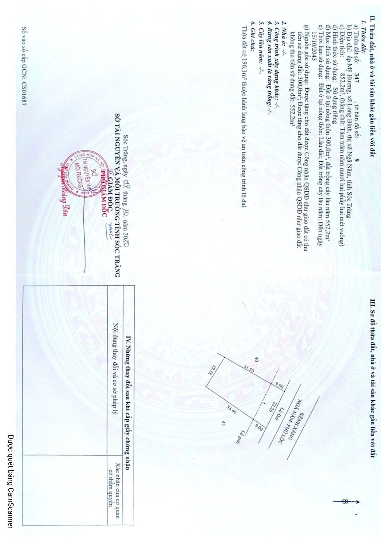 BÁN NỀN MẶT TIỀN LỘ ĐAN GIÁ TỐT ẤP MỸ HƯƠNG, XÃ TÂN LONG, TX NGÃ NĂM, SÓC TRĂNG (CŨ)
