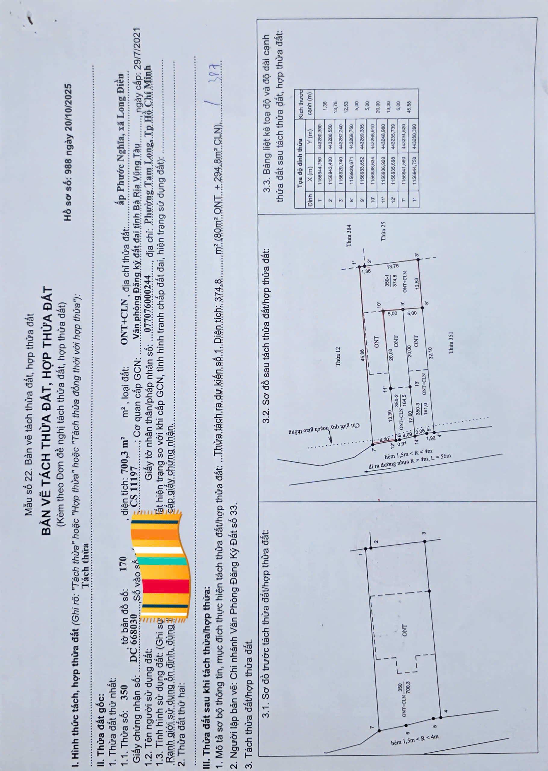 Bán đất 357.8m² có sẵn 80m² thổ cư ngang 6m giá 1.45 tỷ tại Xã Long Điền