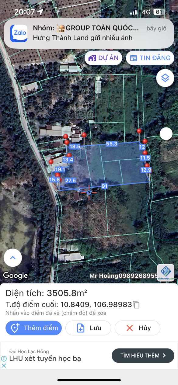 Bán đất 3500m² ngang 19m giá 6 tỷ tại Xã Long Đức Huyện Long Thành