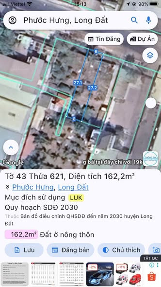 Bán đất 152.8m² có sẵn 100m² thổ cư ngang 6m giá 4.2 tỷ tại Xã Long Hải