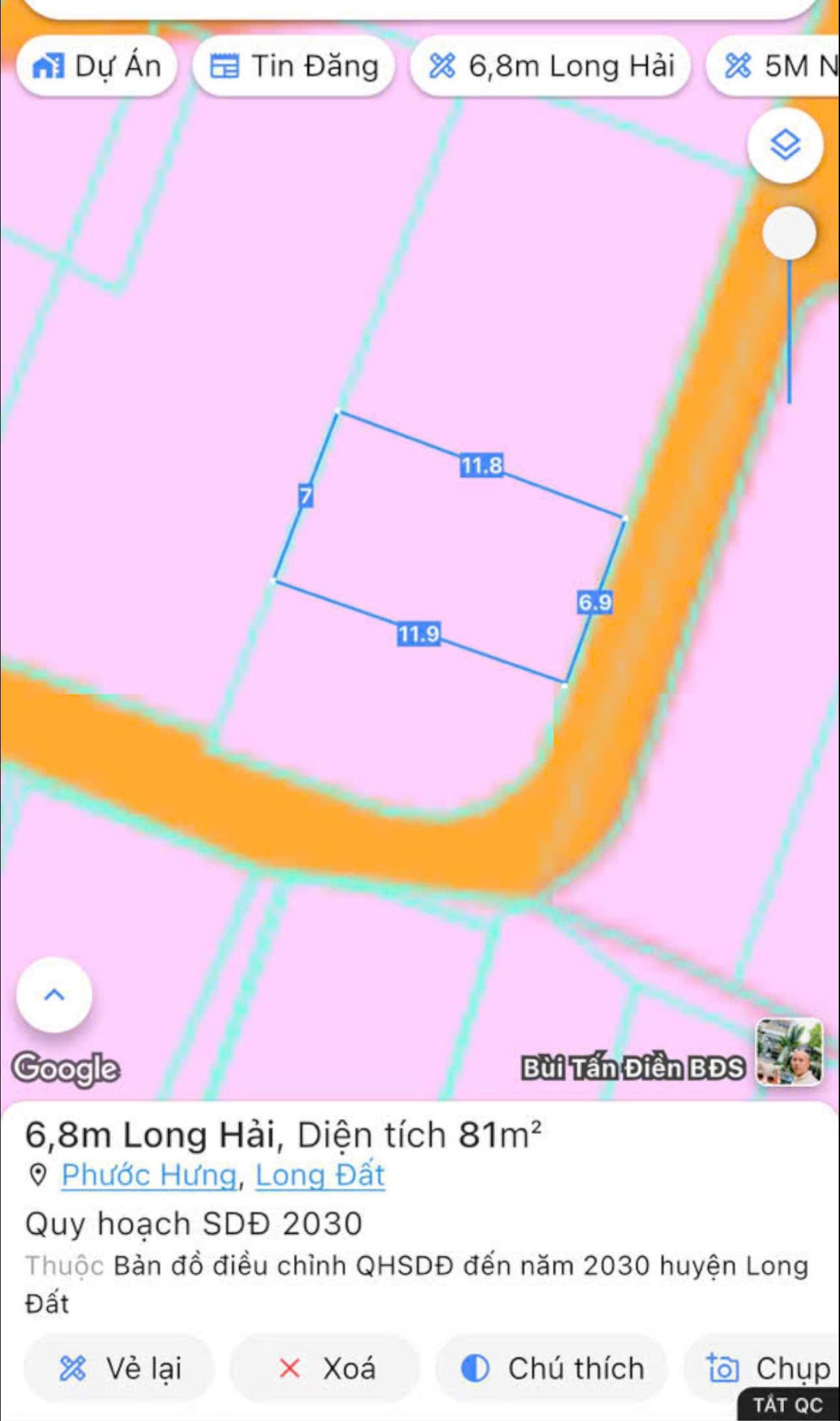 Bán Đất 80m² thổ cư 80m² giá 1.55 tỷ tại Xã Long Hải TP. Hồ Chí Minh