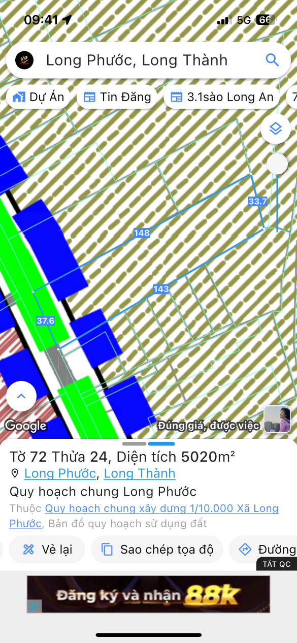 Bán đất 5001.3m² ngang 37m giá 25 tỷ Xã Long Phước
