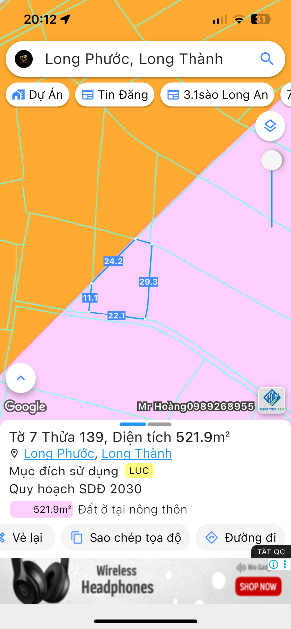 Bán đất 521.8m² ngang 30m giá 5 tỷ Xã Long Phước