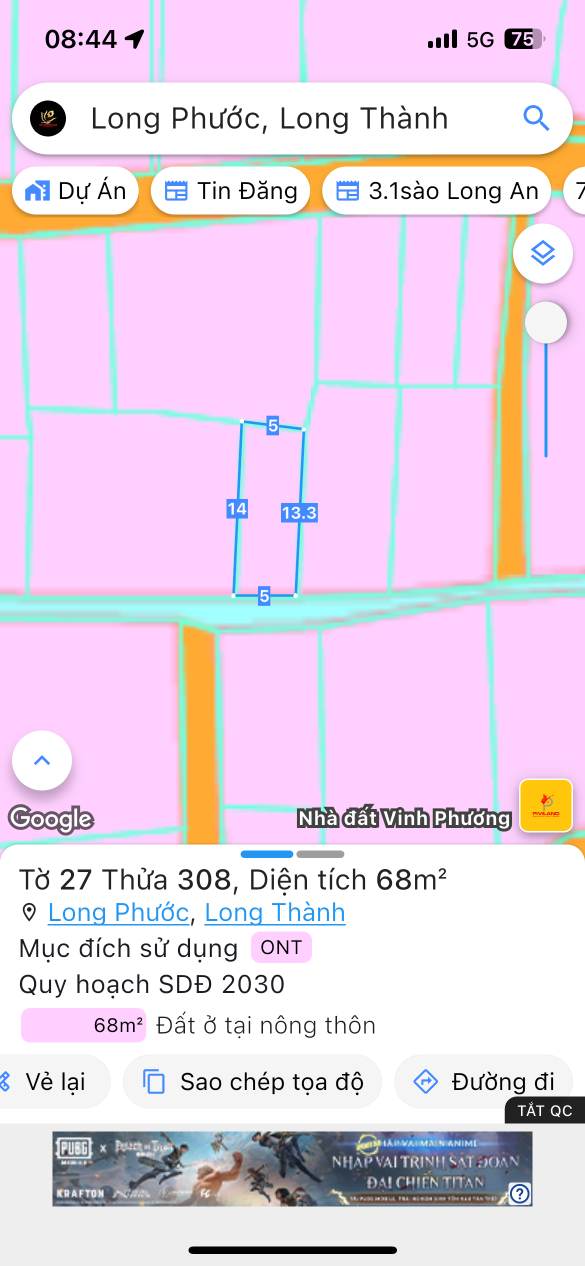 Bán đất 68m² ngang 5m giá 800 triệu Xã Long Phước