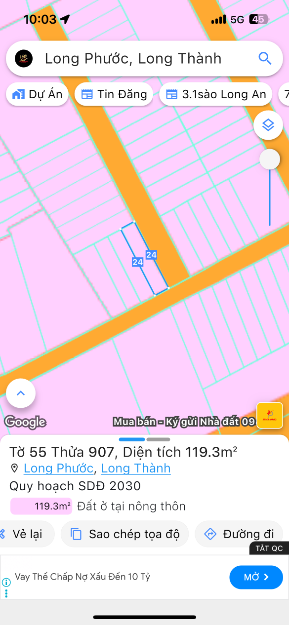 Bán đất 119m² ngang 5m giá 4.2 tỷ Xã Long Phước