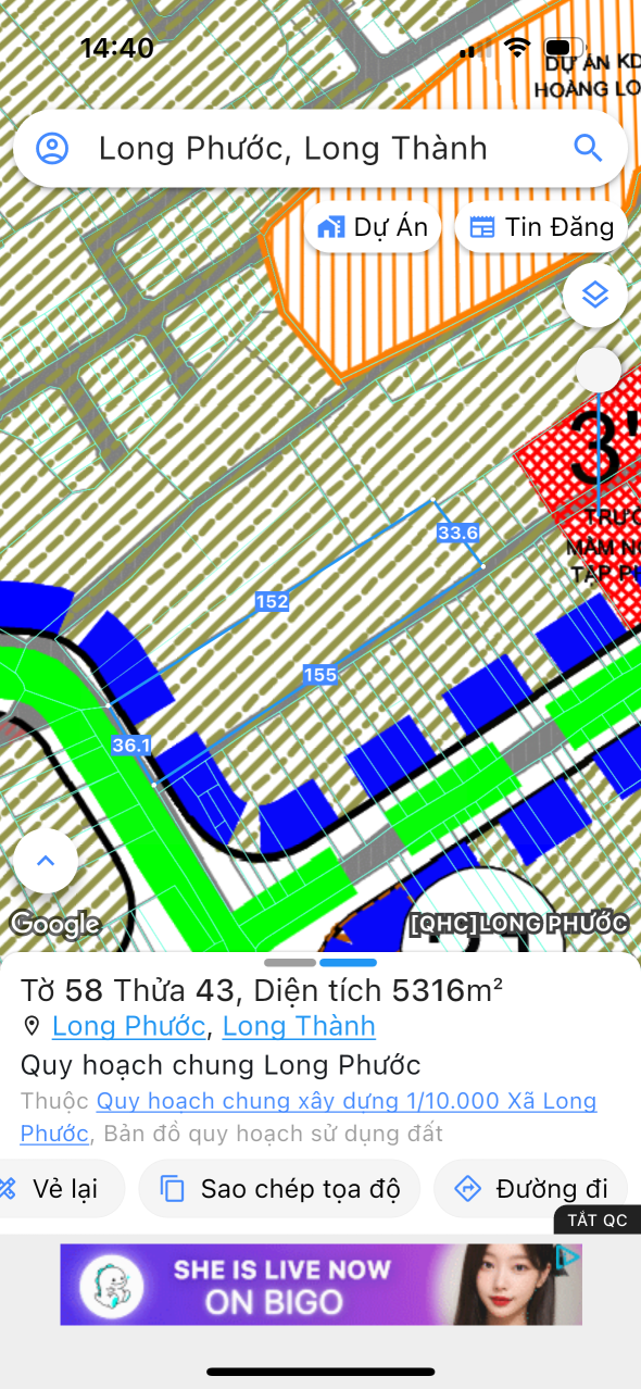 Bán đất 5315.5m² ngang 36m giá 40 tỷ Xã Long Phước