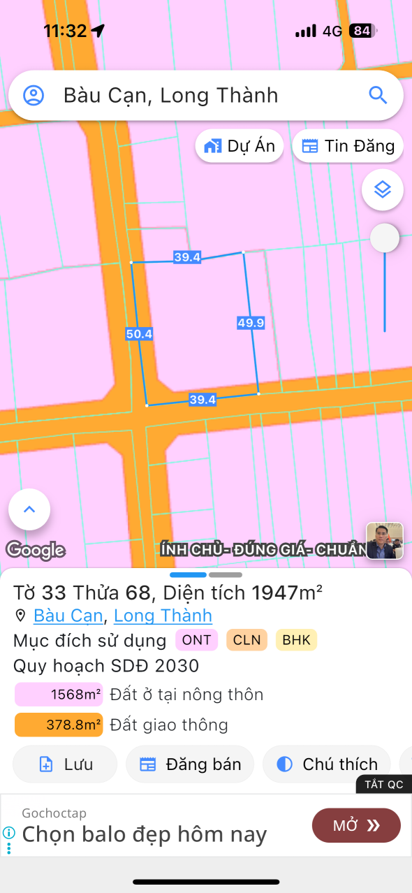 Bán đất 1946.5m² ngang 39m giá 13 tỷ Xã Long Phước