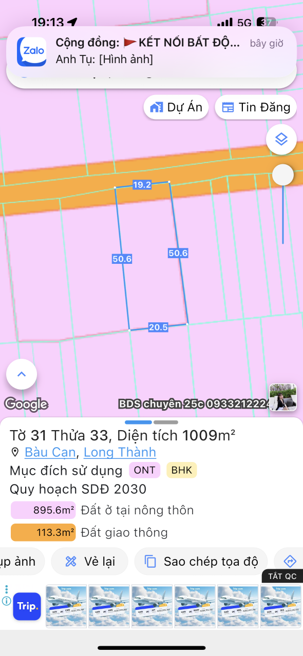 Bán đất 1008.9m² ngang 19m giá 5.7 tỷ Xã Long Phước
