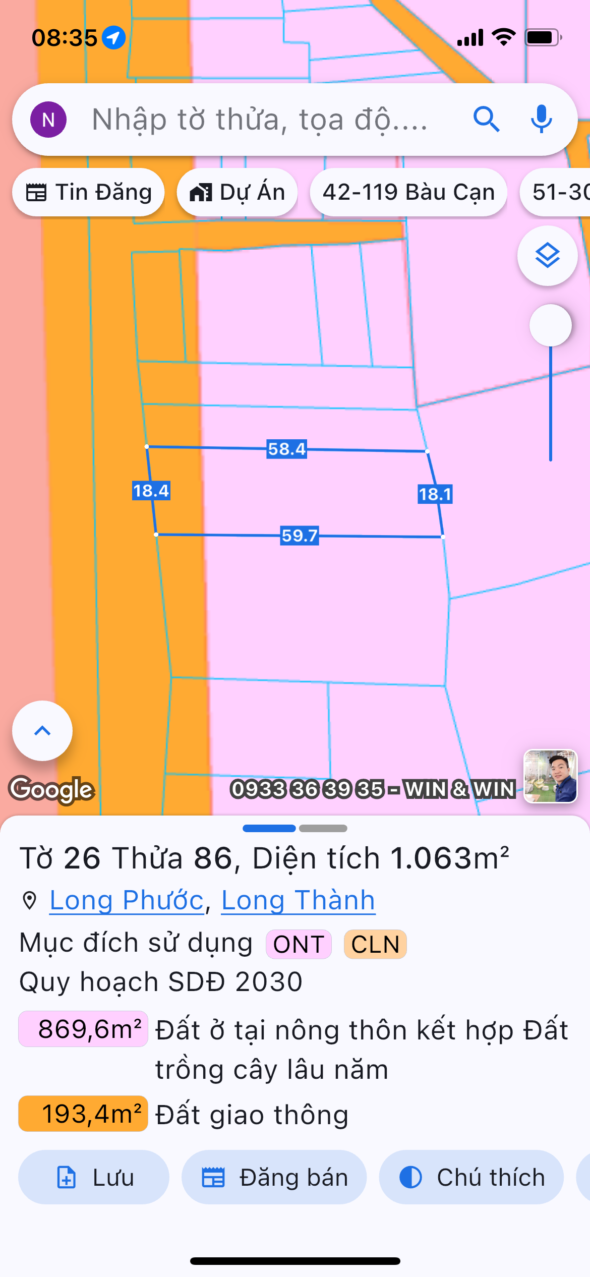 Bán đất 1062.7m² giá 13 tỷ Xã Long Phước
