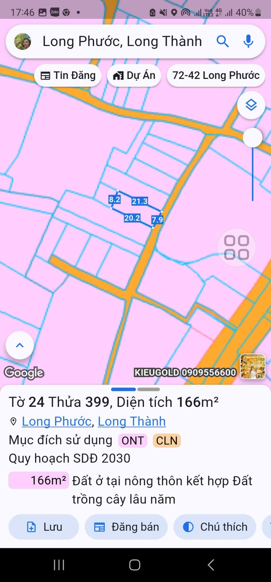 Bán đất 236.8m² có sẵn 236m² thổ cư ngang 7m giá 2.7 tỷ tại Xã Long Phước